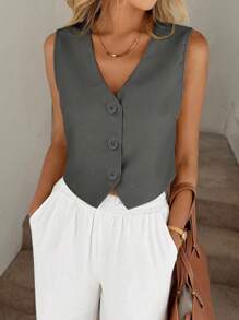 Easowa Áo vest xám/Áo khoác mỏng, Áo sơ mi công sở nữ - Xám - Xem 5