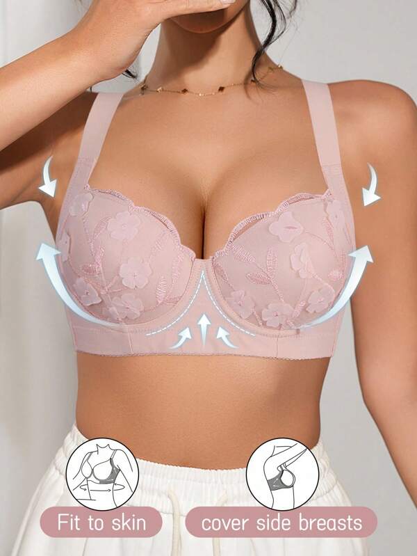 SHEIN 1pc Women Underwire Bra, Comfortable Casual Daily Lift & Support Wide Straps