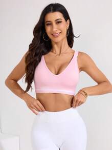 Easithlete Áo ngực thể thao High Impact dành cho nữ - Hồng - Xem 5