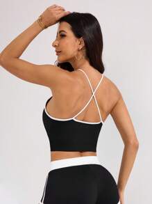 Dewbera Dewbera Regata sem costura de alta elasticidade para esportes, ioga e fitness - Preto - Ver 2