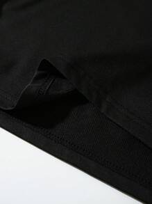 PAVTROS 男士休闲通勤 Polo 衫，带图案标语，短袖橄榄球衫，男士时尚纽约衬衫 - 黑與白 - 查看 4