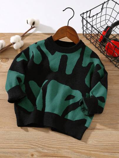 SHEIN 1pc Young Boy Casual Street Style Comfortable Soft Minimalist Letter Color Block Printed Crew Neck Pullover, Suitable For Back To School, Birthday Party, Evening Party, Wedding, Christening, Suitable For School, Travel, Sports, Autumn/Winter Sweater Boys Sweater Jumper Boy Fall