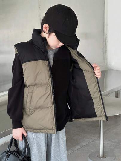 Dazy Kids 男童拼色字母印花棉服外套、秋季系列背心