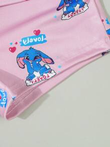 Conjunto de lencería de 2 piezas con camisa de tirantes de encaje de punto y shorts con volantes estampados con conejitos azules lindos para niñas mayores, para primavera/verano