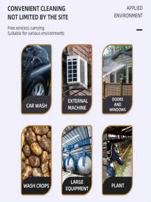 SHEIN Lavadora inalámbrica, lavadora portátil para automóvil, pistola de lavado de automóviles con rociador de espuma, manguera de 5 metros, para la limpieza del automóvil, piso, patio y riego