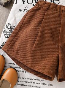 SHEIN LMoss Kids Young Girl' Plain Weave Fitted Casual Shorts Girls Corduroy Shorts Brown Corduroy Shorts Girls Brown Shorts Tween Girls Shorts Kids Corduroy Shorts Girls Casual Shorts Girls Summer Shorts Tween Girl Shorts Summer Shorts For Girls Casual Shorts For Girls