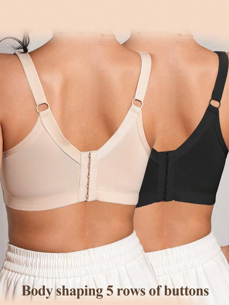 DesireSculpt Set de 2 sujetadores levantadores y moldeadores de encaje suave y cómodo con soporte de alambre y tirantes anchos para mujeres - Multicolor - Añade 2