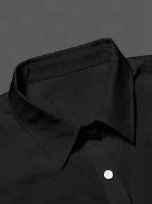 Claim Dot M-CY2416 男士七分袖休闲衬衫，四向弹力，120克 - 黑色 - 查看 4