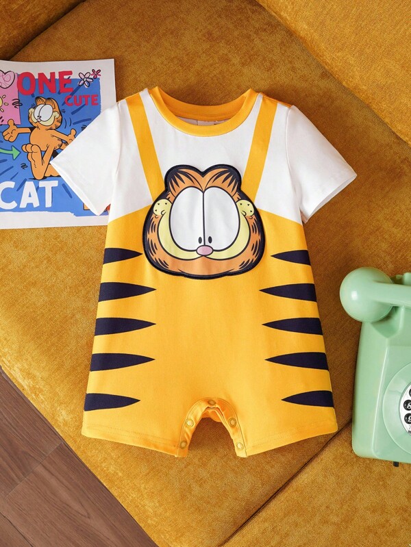 GARFIELD X SHEIN Pelele de niño bebé de verano con gráfico de dibujos animados lindo