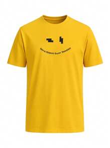 Men's Casual Slogan Printed T-JUST-N43 T-Shirt - Yellow - View 1