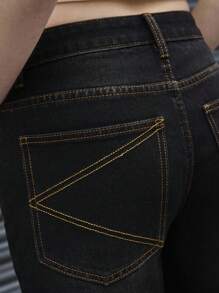 COUREZ 低腰宽松喇叭牛仔裤/女士夏季穿搭 夏季下装 Y2K 街头风 复古棉质 - 黑色 - 查看 6