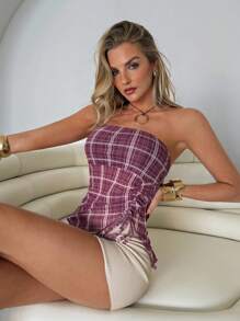 Roylia 女士优雅修身抽绳抹胸，夏季 - 彩色 - 查看 1