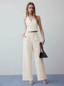 MOTF STUDIO PRESS CREASE SLANT POCKET PANTS - Apricot - View 1