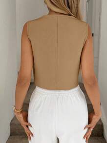 Easowa Áo Vest Màu Khaki Áo Khoác Mỏng Áo Công Sở Nữ - Màu be - Xem 2
