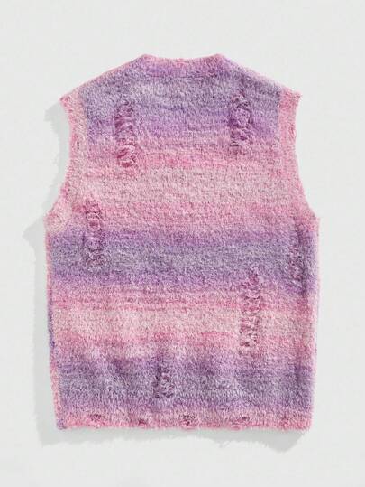 Street Life Men's Casual V-Neck Distressed Sweater Vest
