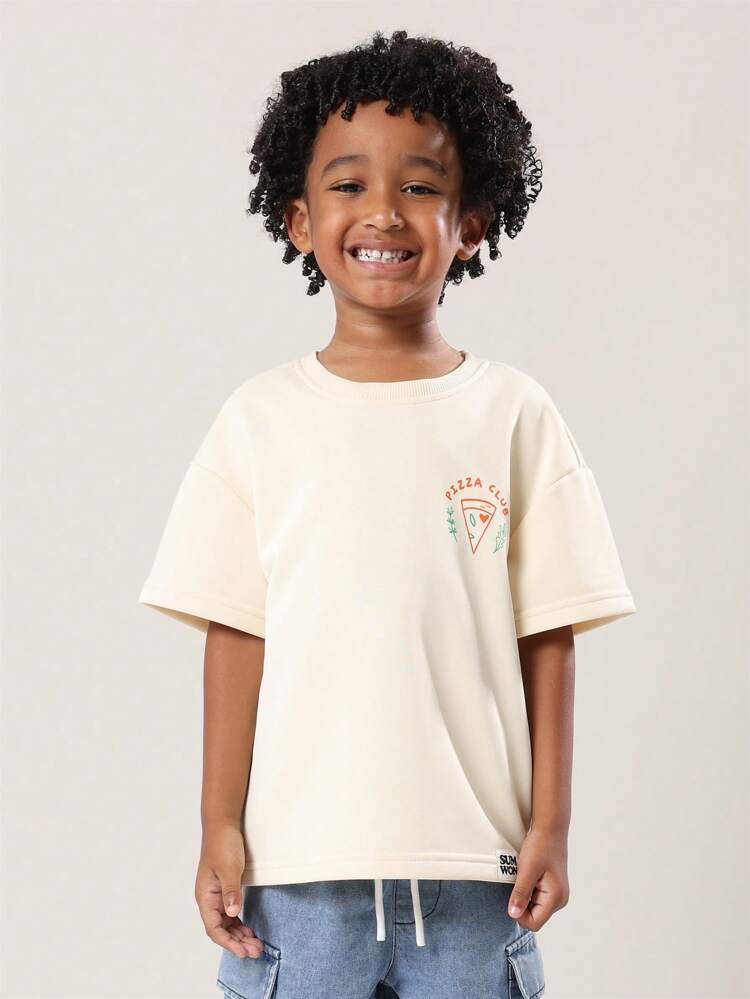 Pizza Club Graphic Print Food Themed Short Sleeve T-Shirt Top