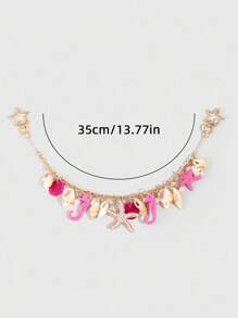 ROMWE Fairycore 1 件海滩主题海洋元素珍珠金色包包吊坠，婚礼装饰链 - 彩色 - 查看 2