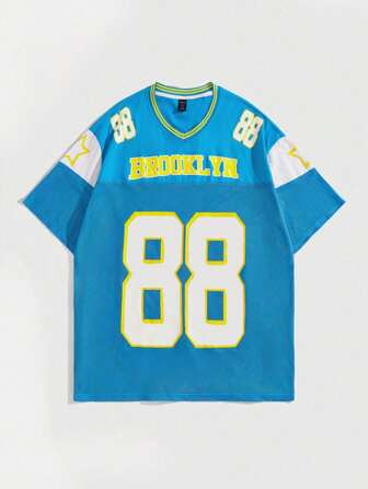 Street Life Women's Casual Letter & Number Print Short Sleeve Jersey T-Shirt