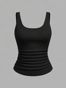 Slaydiva 多件装基本款吊带背心，女式窄罗纹 U 领 G 字形工字背心，黑色、白色和灰色，休闲 - 彩色 - 查看 3