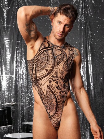 FeverCity Eng anliegender ärmelloser, gefütterter Herren Bodysuit