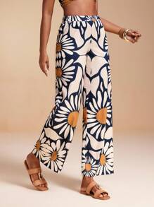 JIAN LASALA Floral Printed Straight-Leg Long Pants, Summer Vacation Casual Floral Vacation Pants, Resort Wear Rave Festival Vintage Homecoming SXY Fall Business Going Out Pants - Multicolor - View 4
