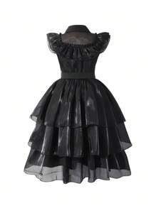 Váy dự tiệc sang trọng, thanh lịch cho bé gái tuổi mới lớn cho những dịp đặc biệt, sinh nhật, giáng sinh, halloween - màu đen - Xem 8