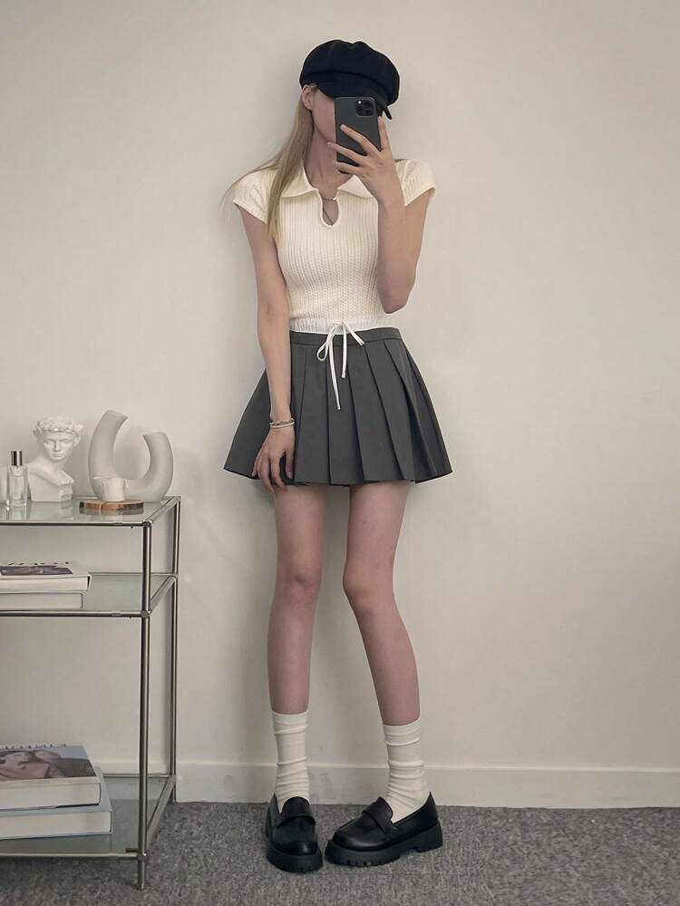 Women's Casual Plain Color Textured Fitted T-Shirt, Summer