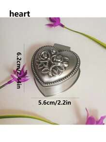 1 قطعة صندوق مجوهرات، مربع، قلب، سداسي، حاوية لتخزين الخواتم والأقراط والاكسسوارات، قطعة ديكورية بطراز قصري أوروبي رجعي