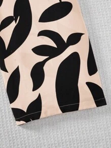 SHEIN Tween 女童优雅纯色印花拼接短袖阔腿连体裤