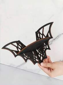 ROMWE Goth 1pc Wooden Bat Spider Web Corner Shelf Bathroom And Bedroom Storage, Organizer Decoration Space-Saving Wall-Mounted Multi-Purpose Small-Space Gothic ,Home Decoration Accessory