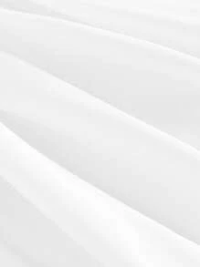 SHEIN MOD Women Navy Collar Detachable Peplum Hem White Dress