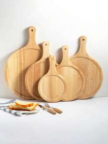 1pc 6-13 Inch Bamboo Wood Pizza Peel Paddle, Circular Baking Tray, Food Serving Platter For Pizza, Bread, Steak, Fruit, Cheese, Pizza/Fruit Cutting Board, Pancake Tray, Baking Kitchen Utensil, Back To School Supplies