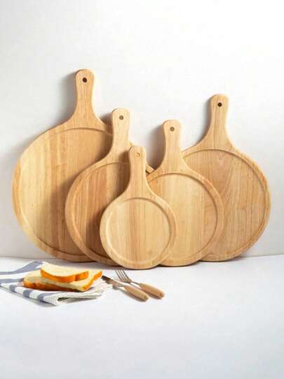 1 件 6-13 英寸竹木披萨铲，圆形烤盘，披萨、面包、牛排、水果、奶酪食物盛菜盘，披萨/水果切菜板，煎饼托盘，烘焙厨房用具，返校用品