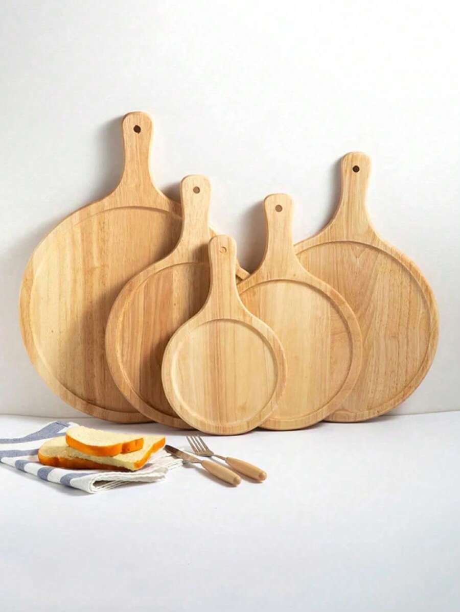 1pc 6-13 Inch Bamboo Wood Pizza Peel Paddle, Circular Baking Tray, Food Serving Platter For Pizza, Bread, Steak, Fruit, Cheese, Pizza/Fruit Cutting Board, Pancake Tray, Baking Kitchen Utensil, Back To School Supplies