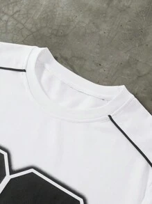 Manfinity Sporsity Men's Casual Number Printed Round Neck Short Sleeve T-Shirt, Summer