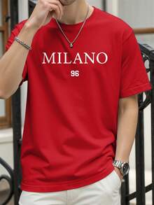 Manfinity Homme قميص رجالي بأكتاف واسعة وطباعة رقم...