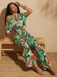 Vixey 100% 纯棉热带花卉印花上衣，度假，热带印花，女士热带上衣 - 彩色 - 查看 5