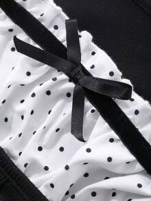 DAZY Women Casual Color Block Bow Short Sleeve T-Shirt Cute Top Milkmaid Top Long Sleeve Top