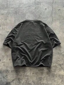 AXEPEAK 男士休闲宽松圆领短袖T恤，夏季日常穿着 - 黑色 - 查看 2