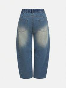 Bohemela Plus Size Casual Washed Vintage Curved Knife Type Pants Baggy Jeans Women Loose Jeans Women Denim Barrel Jeans - Blue - View 6
