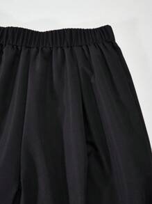 Set de 2 piezas para adolescentes: chaleco sin mangas con abertura frontal y pantalones anchos de cintura elástica, conjunto casual para uso diario en verano - Negro - Ver 7