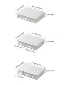 Madebyblanc 1PC桌面收纳盒，单层单抽屉，单层多抽屉可选，多层抽屉款式，单、多抽屉设计，桌面收纳盒，用于杂物和文具，化妆盒，家用，卧室用，分区收纳文具收纳盒，多功能，学生用品，办公室用，开学季 - 白色 - 查看 4