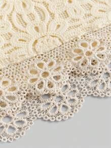 Ontre 少女刺绣花卉蕾丝边半身裙 - 杏色 - 查看 5