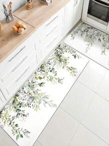 SHEIN 1 件家居装饰、房间装饰、浴室装饰、浴室垫、防滑浴室垫、厨房装饰、厨房垫、浴室套装、入口垫、门垫、柔软毛绒表面、家居装饰、抗疲劳垫、桉树叶图案垫、农舍风格、柔软舒适的表面、缓解足部疲劳、女士情人节礼物生日男朋友女朋友浴室地毯地毯户外地毯门垫夏季浴室配件 - 綠色 - 查看 5