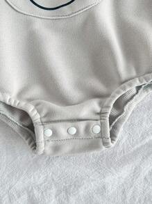 SHEIN 男婴春秋浅灰色长袖三角连体衣。 - 淺灰色 - 查看 6