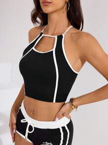 Dewbera Dewbera Regata sem costura de alta elasticidade para esportes, ioga e fitness - Preto - Ver 5