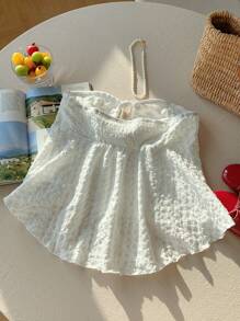 Comfortcana Top bandeau de tela con textura de unicolor para mujer - Blanco - Ver 2