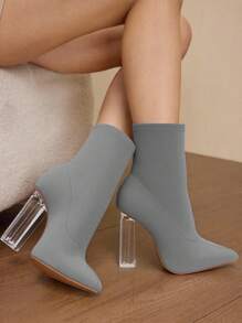 Daringsoles Bottines mode femmes , couleur kaki, talon cristal élastique, bottes confortables et sexy grande taille pour l'extérieur