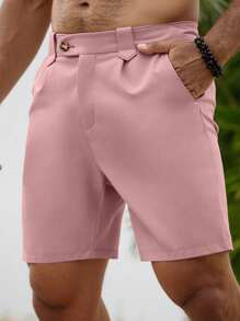 Manfinity Homme Men Solid Slant Pocket Shorts - Pink - View 6