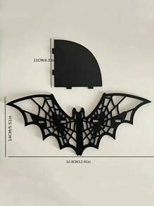 ROMWE Goth 1pc Wooden Bat Spider Web Corner Shelf Bathroom And Bedroom Storage, Organizer Decoration Space-Saving Wall-Mounted Multi-Purpose Small-Space Gothic ,Home Decoration Accessory